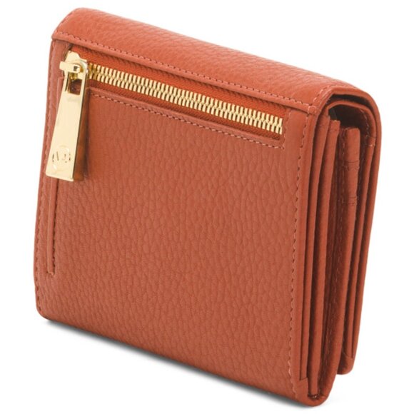 VALENTINA Made In Italy Leather Medium Tooled Flap Over Wallet - Picture 2 of 3